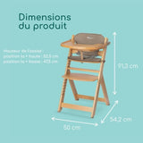 BEBECONFORT TIMBA + coussin Chaise haute bébé, Chaise bois évolutive, de 6 mois a 99 ans, Chaise Bois et coussin beige