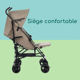 BEBECONFORT RAINBOW Poussette Canne 2eme âge, légere, pliage facile, multipositions, 6 mois a 4 ans, jusqu'a 22 kg mineral Beige