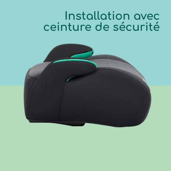 BEBECONFORT Siege auto réhausseur Manga i-Safe, Groupe 3, ceinturé, de 6 a 10-12 ans (36kg) TINTED BLACK
