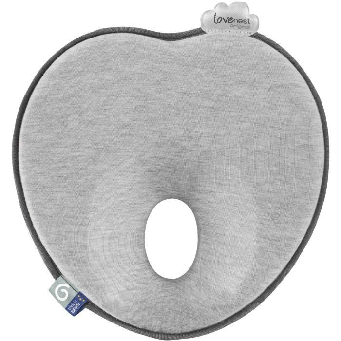 BABYMOOV Support de tete morphologique pour bébé Lovenest Original, coton bio certifié oeko-Tex, lavable en machine, smokey