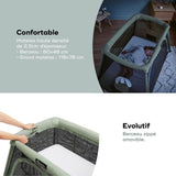 Babymoov Lit parapluie 3-en-1 Moov and Comfy - Des la Naissance et jusqu'a 4 ans - Berceau Grand Lit d'appoint & Aire de jeux