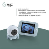 Babymoov Babyphone Caméra Sans Fil YOO Roll - Rechargeable - Autonomie 8h - Ecran 3,5- Berceuses - Portée 300m