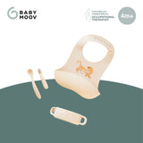 Babymoov - Coffret Premiers Repas Bébé Silicone - Vaisselle Diversification Alimentaire - Développé avec Ergothérapeute - Mini Roar