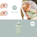 Babymoov - Gourde Enfant 150ml Silicone  - Anti Fuites - Paille Intégrée x2 Tailles - Poignée - Ergonomique - Des 6 Mois