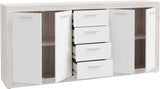 Buffet - BACCIO - Chene / Blanc mat - 4 portes - 4 tiroirs - 197,1 x 41 x 91,9 cm