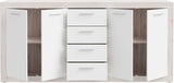 Buffet - BACCIO - Chene / Blanc mat - 4 portes - 4 tiroirs - 197,1 x 41 x 91,9 cm