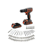 BLACK+DECKER Perceuse Visseuse Sans Fil 18 V Li-Ion avec Chargeur BDCDC18BAFC-QW avec 80 Accessoires, 2 Batteries 1,5 Ah, 1 Coffret