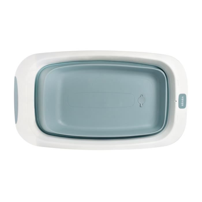 BÉABA - Baignoire Pliable bébé - Ultra Compacte - Pieds antidérapants - Bouchon de vidange - Eazy Pop Camélé'O - 29L - Bleu
