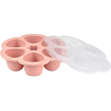 BEABA Multiportions en silicone de qualité premium, résistance thermique, couvercle hermétique, Fabriqué en Italie, 6x90 ml rose