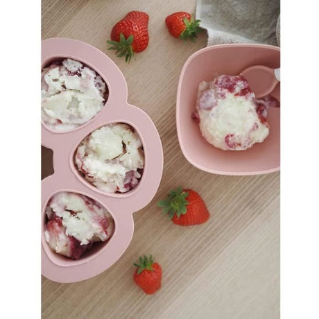BEABA Multiportions en silicone de qualité premium, résistance thermique, couvercle hermétique, Fabriqué en Italie, 6x90 ml rose