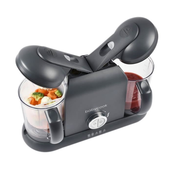 BÉABA - Babycook Duo - Robot Bébé 4 en 1 Mixeur-Cuiseur - Cuisson Vapeur rapide - Contenance XXL 2200 ml - Dark Grey