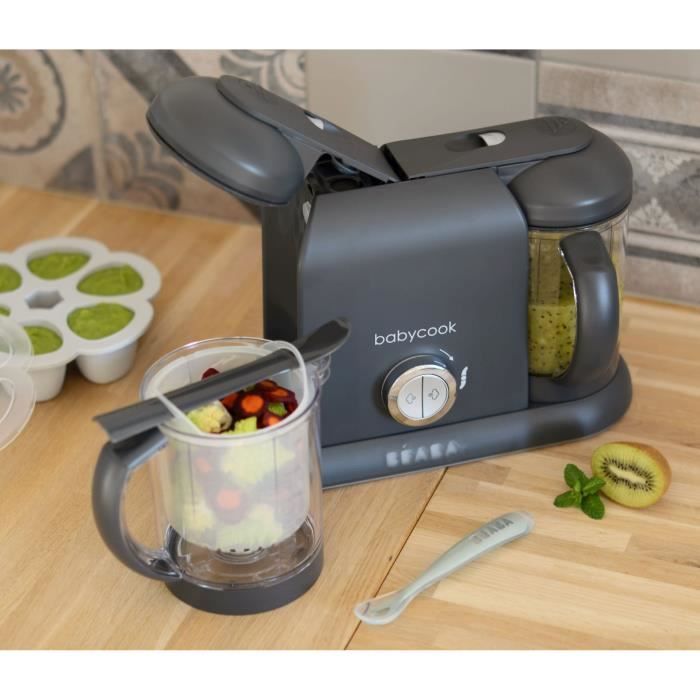 BÉABA - Babycook Duo - Robot Bébé 4 en 1 Mixeur-Cuiseur - Cuisson Vapeur rapide - Contenance XXL 2200 ml - Dark Grey