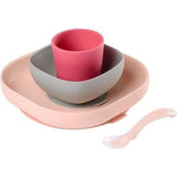 Coffret repas Silicone BÈbÈ - BEABA - Avec Ventouse - Anti-dÈrapant - 4 Pieces - Rose