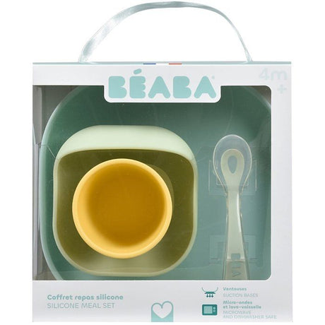 Coffret repas - BEABA - 4 pieces - En silicone - Jaune/Vert