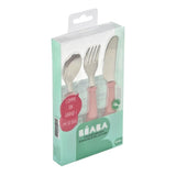 BEABA, Set de 3 couverts inox old pink