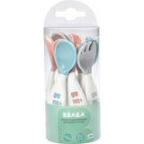 BEABA Set premiers couverts, ergonomiques, 6 cuilleres et 4 fourchettes, prise en main facile pour bÈbÈ, adaptÈs a tous