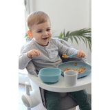 BEABA, Coffret repas Silicone Bébé, Avec Ventouse, Anti-dérapant, 4 Pieces, Assiette + Bol+ Verre + Cuillere, Jungle