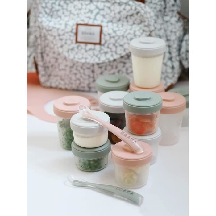 BÉABA - Lot 6 Portions Clip - 2eme Age - 250ml - 100% Hermetique - Empilables