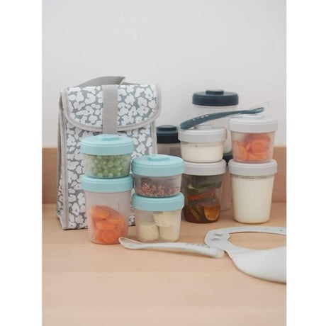 BÉABA - Lot 12 Portions Conservation et 2 Cuilleres Silicone - Pack 1er Repas - Storm