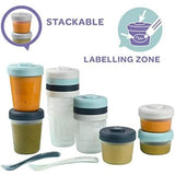 BÉABA - Lot 12 Portions Conservation et 2 Cuilleres Silicone - Pack 1er Repas - Storm