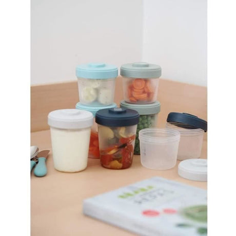 BÉABA - Lot 12 Portions Conservation et 2 Cuilleres Silicone - Pack 1er Repas - Storm