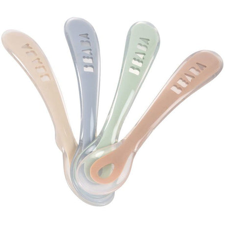 Lot de 4 cuilleres - BEABA - 2eme âge - En silicone - Natural set