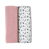 BEABA, Boîte 2 LANGES 120cm -  Vieux Rose / Campagne Florale