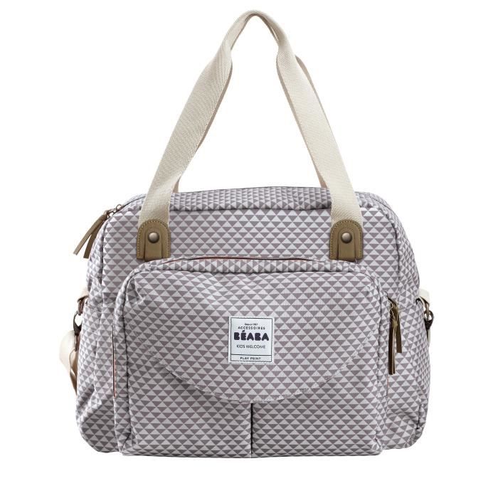 BEABA, Sac a langer Genéve II, Modulable, Grande contenance, Rangements multiples, Pochette avant amovible, Gris
