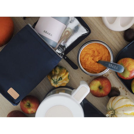 BEABA, Pochette repas isotherme Bleu marine / stripes