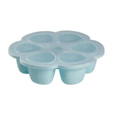 BEABA Multiportions en silicone de qualité premium, résistance thermique, couvercle hermétique, Fabriqué en Italie, 6x150 ml bleu