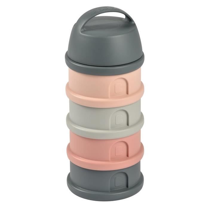Boîte doseuse BEABA - 4 compartiments - mineral grey/pink