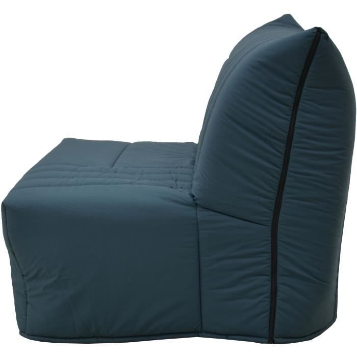 Banquette BZ 2 places BECCI - Tissu bleu de prusse - Matelas Bultex - L142 x P101 x H95cm - Fabrication franÁaise