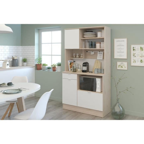 Buffet de cuisine - BECOOL -  100,2 x 185,7 x 45,3 cm - Chene / Blanc - PARISOT