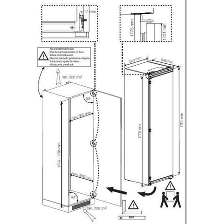 Congélateur armoire - BEKO - BFNA247E40SN - Intégrable - 6 tiroirs + 1 compartiment - 10 kg/24h - Classe E -  177,5x54x54,5