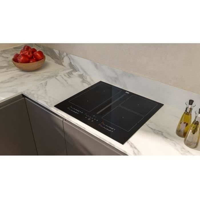 Plaque a induction avec hotte intégrée - BEKO - 4 foyers - 60 cm - Noir - HIXI64700UF