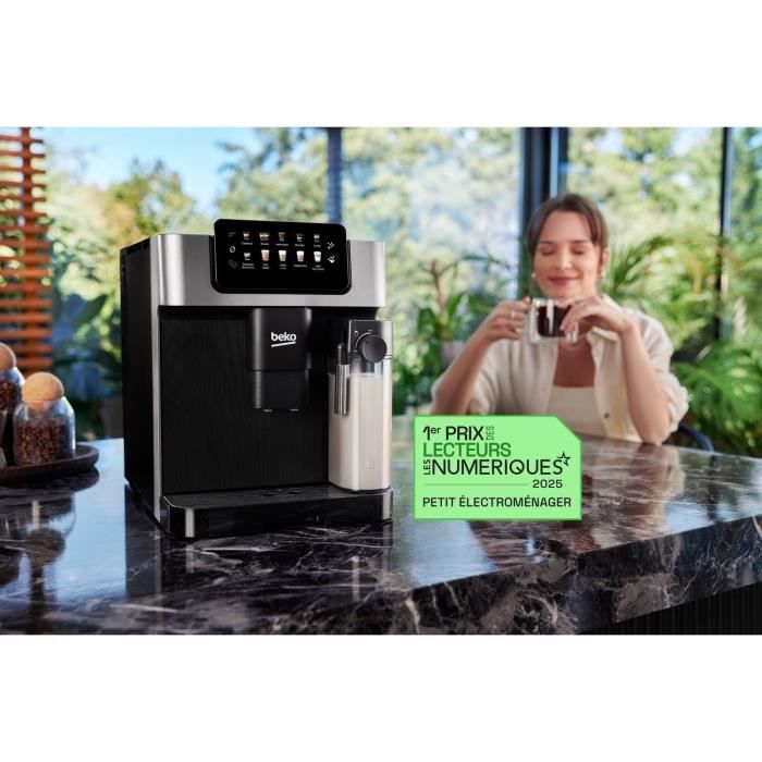 Machine a café avec broyeur - BEKO - CEG7304X - 1350 W - 19 bars - Écran tactile couleur
