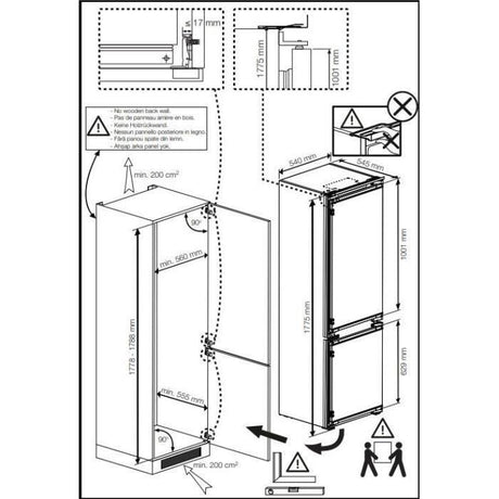 Réfrigérateur combiné - BEKO - BCHA275K4SN - Intégrable - 262 L (193 + 69) - FrostFree - Classe E - HarvestFresh - 177.5x54x54.5