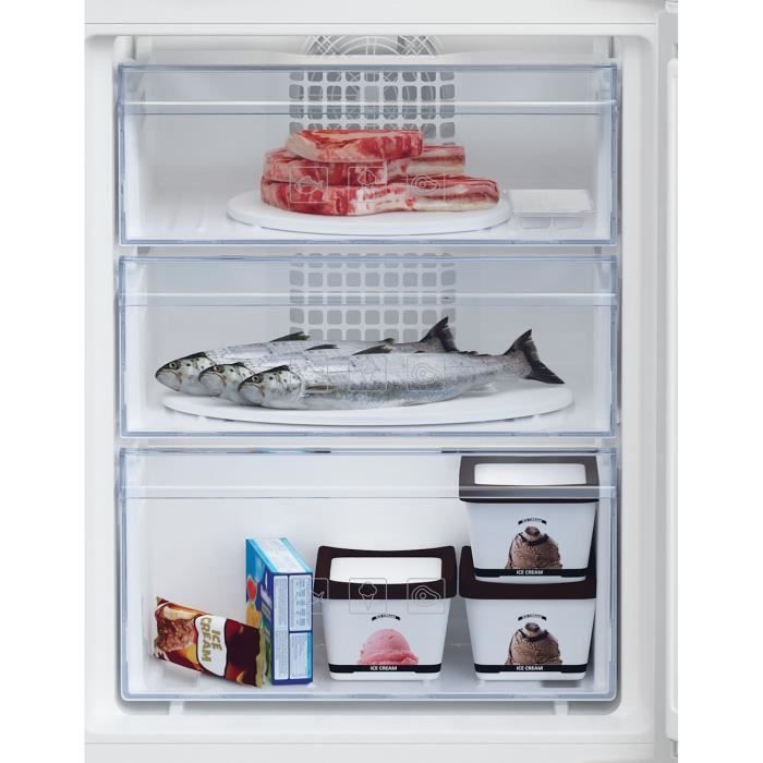 Réfrigérateur combiné - BEKO - BCHA275K4SN - Intégrable - 262 L (193 + 69) - FrostFree - Classe E - HarvestFresh - 177.5x54x54.5