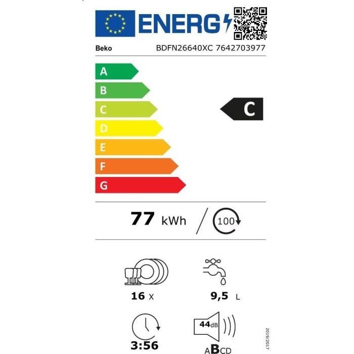 Lave-vaisselle pose libre BEKO BDFN26640XC - 16 couverts - Induction - L60cm - 44dB - tiroir a couverts - Inox