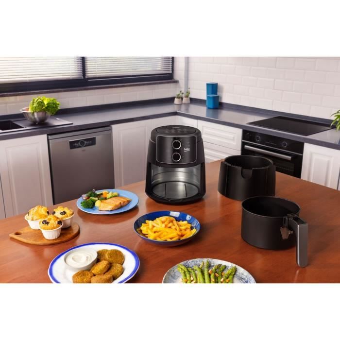 Friteuse multifonction sans huile - BEKO - FRL2242B - 1500 W - 3,9 L pour 0,8 kg de frites - Minuteur coupe circuit - Noir