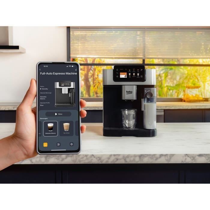 Machine a café avec broyeur - BEKO - CEG7348X - 1350 W - 250g de grains - Noir / Silver