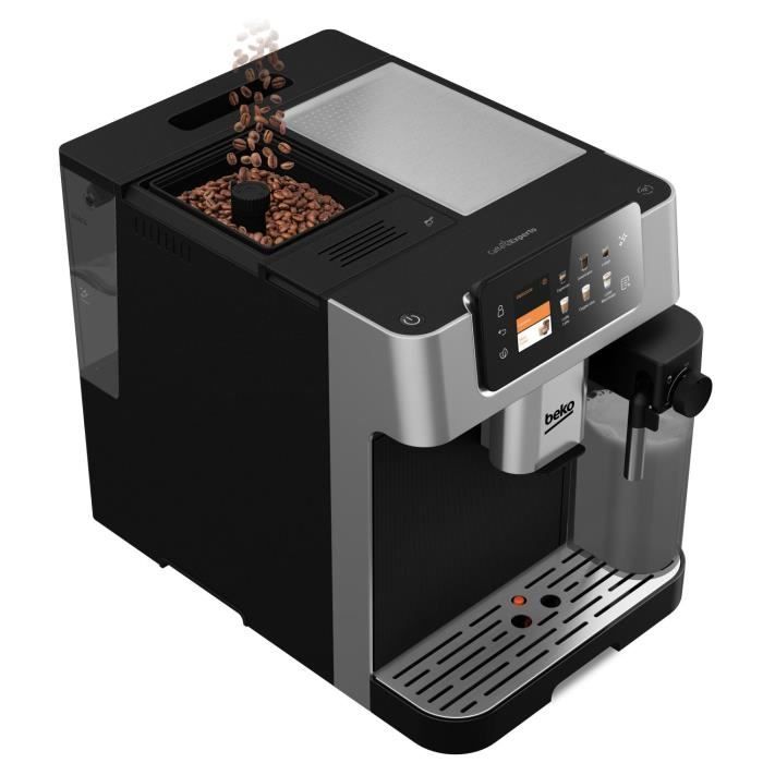 Machine a café avec broyeur - BEKO - CEG7348X - 1350 W - 250g de grains - Noir / Silver