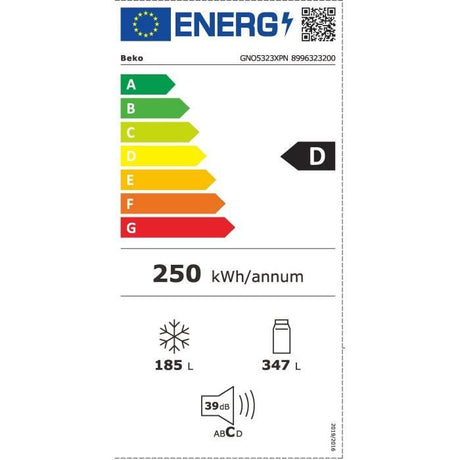 Réfrigérateur Américain - BEKO - GNO5323XPN - 532 L - Froid ventilé - Ecran sur la poignée - Classe D -  177x91x67 - Inox
