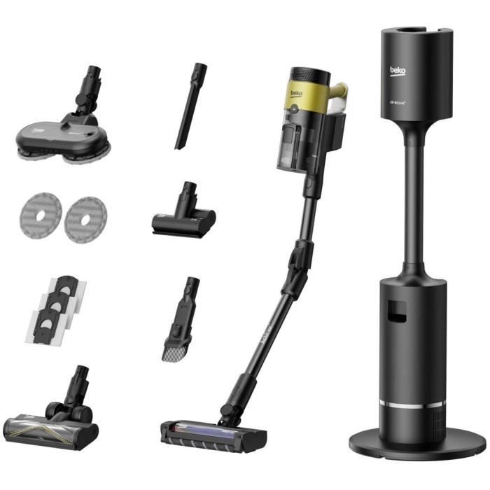 BEKO VRT97325VY - Aspirateur Balai sans Fil avec station de Vidange - 150 AW - Brosse Adaptedge auto-demelante