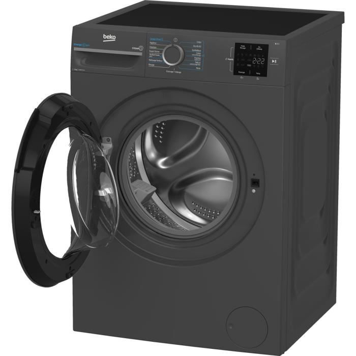 Lave-linge hublot BEKO BM0WU3922FB - 9 kg - Induction - L60cm - 1200 trs/min - Classe A - Noir