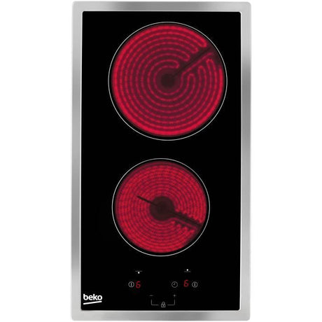 Table de cuisson BEKO HDMC32400TX - 2 foyers vitrocéramique - Commandes tactiles - Noir - Minuterie intégrée