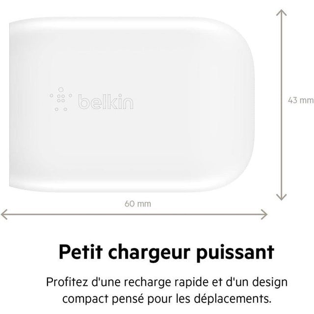 Chargeur secteur - BELKIN - USB-C - 30 W - Blanc