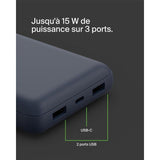 Batterie externe - BELKIN - 20 000 mAh - USB-A & USB-C - 15 W - Bleu