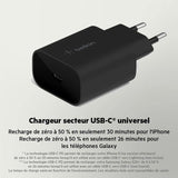 Chargeur secteur - BELKIN - USB-C - 25 W - PD PPS - Noir