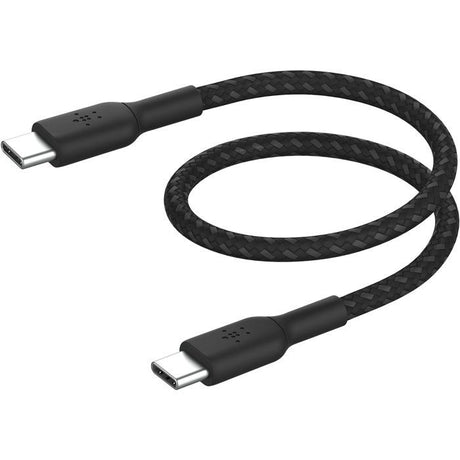Câble tressé - BELKIN - USB-C vers USB-C - 0,15 m - Noir